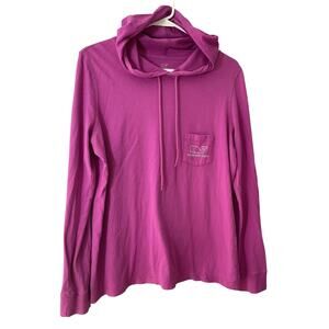 Vineyard Vines Women's Medium Pink Whale Logo Hoodie Long Sleeve Cotton Pullover